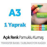Açık Renkli Pamuklu Kumaş Transfer Kağıdı, Süblimasyon Kağıdı A3 (1 yaprak) - 1
