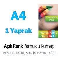 Açık Renkli Pamuklu Kumaş Transfer Kağıdı, Süblimasyon Kağıdı A4 (1 yaprak)
